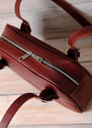 Женская кожаная сумка киото, натуральная кожа итальянский краст, цвет вишня5 фото