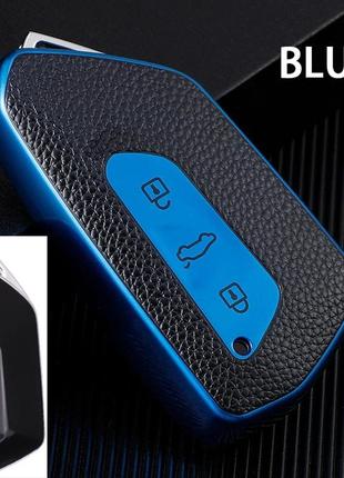 Чохол на авто smart ключ тпу + шкіра skoda vw seat volkswagen golf 8 mk8 2020 leon 2020