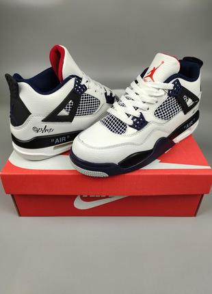 Кроссовки nike air jordan 4 retro white navy blue