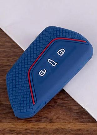 Чохол на авто ключ volkswagen skoda enyaq vw golf 8 mk8 gti gtd r id3 id4 силікон blue&red
