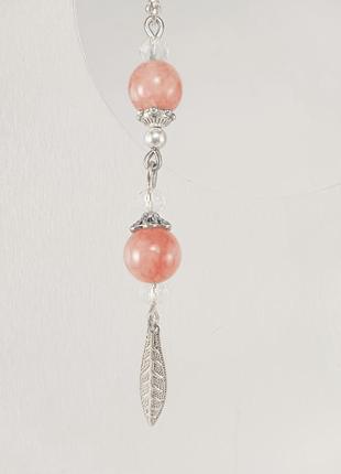 Натуральный морганит. серьги "кицуне".