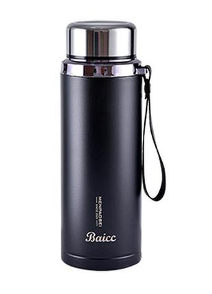 Термос из нержавеющей стали 800 мл с ремешком черный