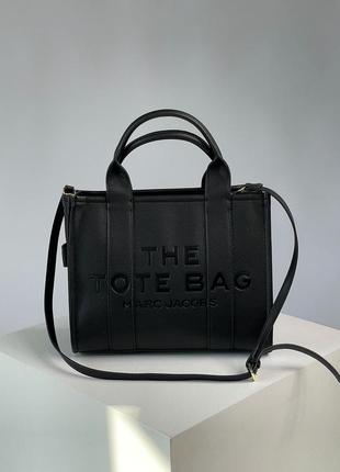 Сумка у стилі marc jacobs the leather medium tote bag black