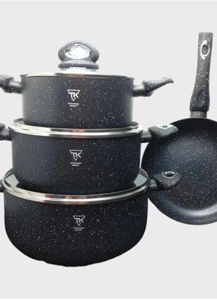 Набір каструль (7 предметів) колір чорний top kitchen tk00094