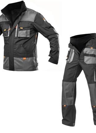 Костюм робочий зі знімною утепленою підкладкою steeluz 4s grey (куртка+штани) зріст 188 см