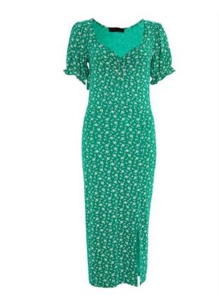 Женское летнее зеленое платье миди