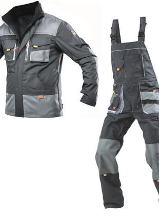 Костюм робочий утеплений захисний steeluz 4s grey (куртка+напівкомбінезон) зріст 176 см