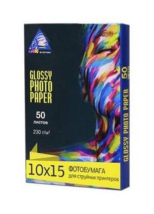 Глянцевая фотобумага inksystem glossy photo paper 230g, 10x15, 50 листов