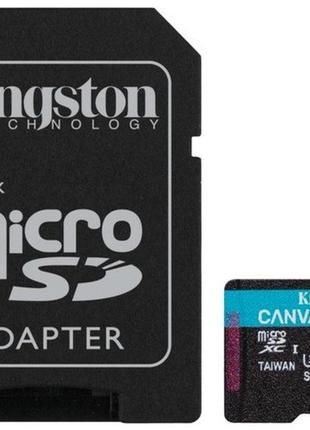 Карта пам'яті kingston microsdxc 512gb canvas go+ u3 v30 (sdcg3/512gb) + адаптер