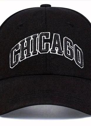 Кепка бейсболка chicago (чикаго) з вигнутим козирком чорний 2, унісекс wuke one size