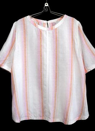 Гарна лляна блуза в кольорову смужку р.22