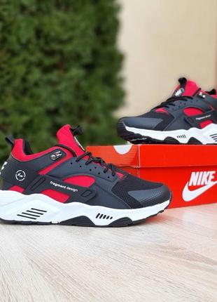 Кроссовки nike air huarache x fragment design черные с красным