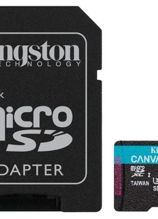 Карта памяти kingston microsdxc 128gb canvas go+ u3 v30 (sdcg3/128gb) + адаптер