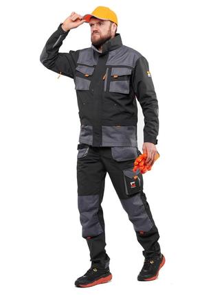 Костюм рабочий защитный steeluz grey (куртка рабочая + брюки рабочие) спецодежда рост 188 см