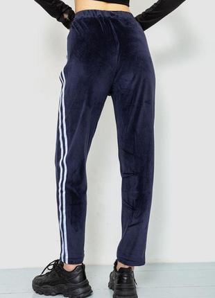 Спорт штаны женские велюровые, цвет темно-синий, 244r55764 фото