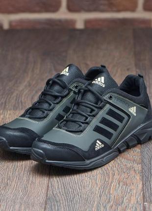 Чоловічi кросівки з натуральної шкіри у стилі adidas, мужские кожаные кроссовки цвет хаки