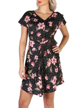 Шикарное атласное платье с короткими рукавами в цветочный принт guess оригинал