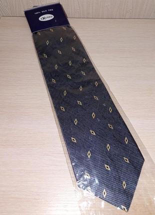 Шикарный шелковый галстук ручной работы серого цвета в ромбик exceed в упаковке
