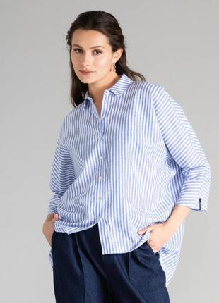 Zara mango блузка в блакитну полоску 40 42 l xl