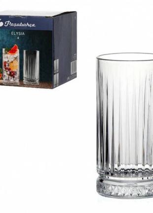 Набор высоких стеклянных стаканов pasabahce elysia для коктейлей 445мл 4шт