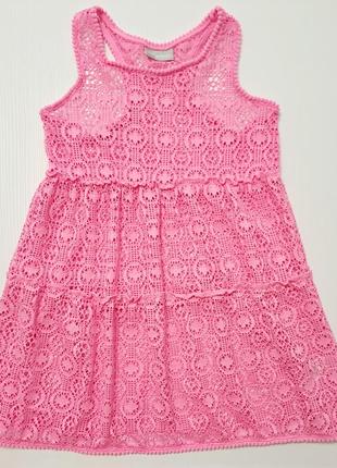 Платье кружевное пляжное розовое на 5-6 лет