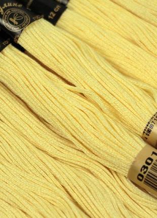 Муліне пнк 20 метрів, нитки для вишивання,колір 0301 (світло-жовтий)