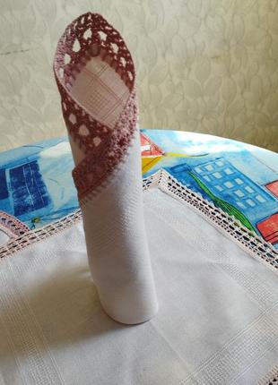 Винтаж набор льняных салфеток с мережкой паска, дача, пасха, бохо, романтик сервировочная4 фото