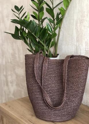 Сумка шопер авоська натуральна рафія шоколад🍫