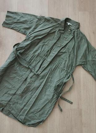 Сукня сорочка бавовна льон хакі зелена uniqlo