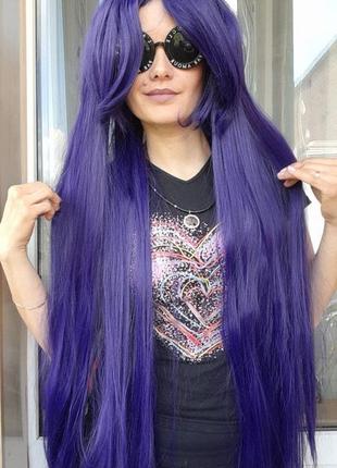 Супер длинный парик фиолетовый метровый цветной косплей