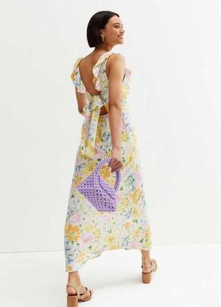 Ніжна квіткова сукня міді / максі з оголеною спинкою