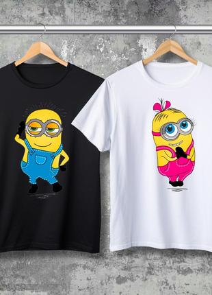 Парная футболка с принтом - миноны!