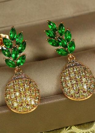 Сережки гвоздики підвіски xuping jewelry ананас 3,2 см золотисті1 фото