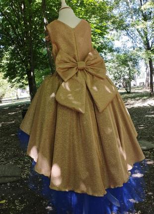 Платье золотистое фатиновое на 10 лет выпускное