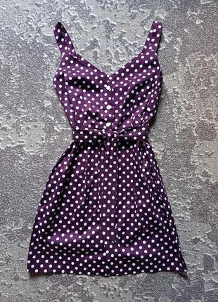 Платье в горох горошек фиолетовое сарафан