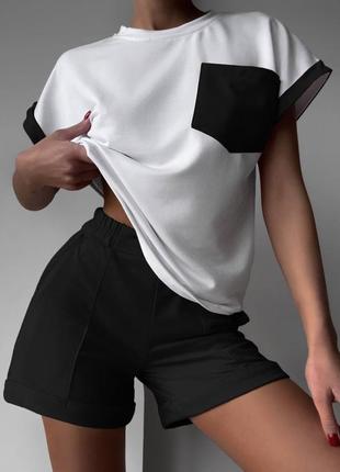 Костюм жіночий двійка футболка+ шорти двонитка