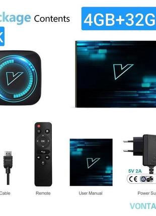 Смарт тв-приставка vontar h618 6k, 4gb/32gb smart tv андроїд 12.0 wifi-6