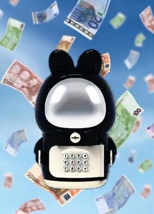 Дитяча електронна скарбничка сейф космонавт кролик з кодовим замком little space rabbit piggy bank