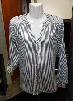 Полосатая, тонкая рубашка с вышивкой 44-46 р-sprit
