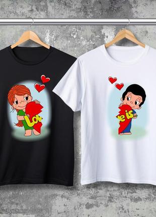 Парні футболки з принтом  - love is!