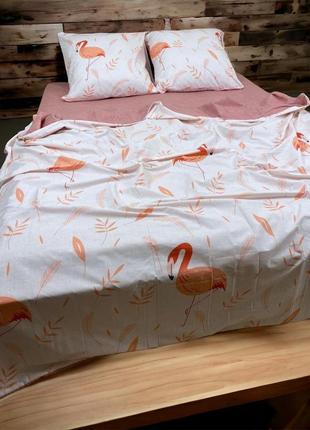 Постельное белье осенний фламинго полутораспальный, 150 х 215 см