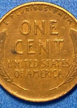 Монета сша 1 цент 1936-58 гг. пшеничный цент