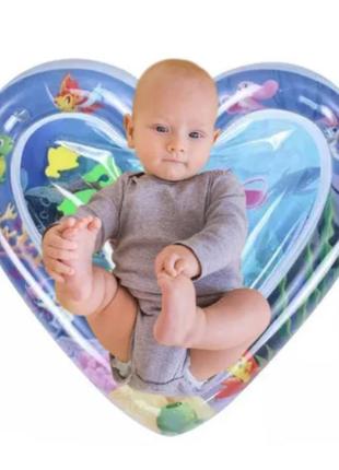 Водный коврик для детей “сердце”, развивающий надувной акваковрик и для младенца