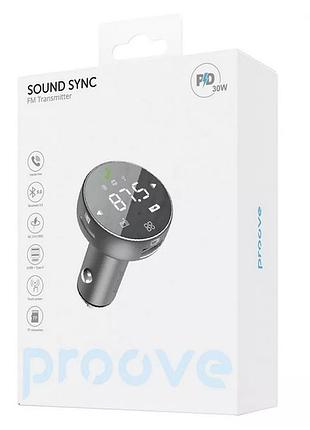 Автомобильный fm фм модулятор bluetooth блютуз трансмиттер proove launcher sound sync 30w(pd+qc3.0) type-c+usb
