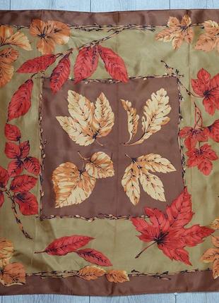 Винтажный сатиновый платок с листьями из искусственного шелка st michael ems vintage jewels(67 см на 67 см)