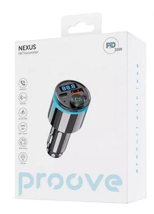 Автомобільний bluetooth блютуз модулятор fm фм трансмітер proove fm launcher luxor 36w (pd+qc3.0) type-c+usb