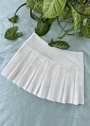Теннисная юбка с шортами. юбка в складку белая юбка