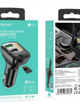 Автомобильный fm фм модулятор bluetooth блютуз трансмиттер borofone bc41 eminency qc3.0