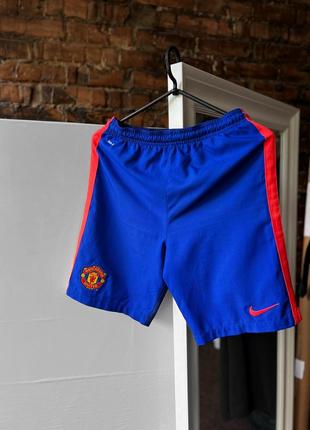 Nike x fc manchester united men’s football soccer 2014/15 sport active blue shorts swoosh спортивні, футбольні шорти