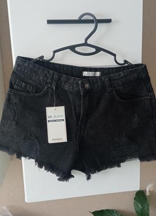 Шорти джинсові денім темно-сірі чорні defacto  котон 38 м